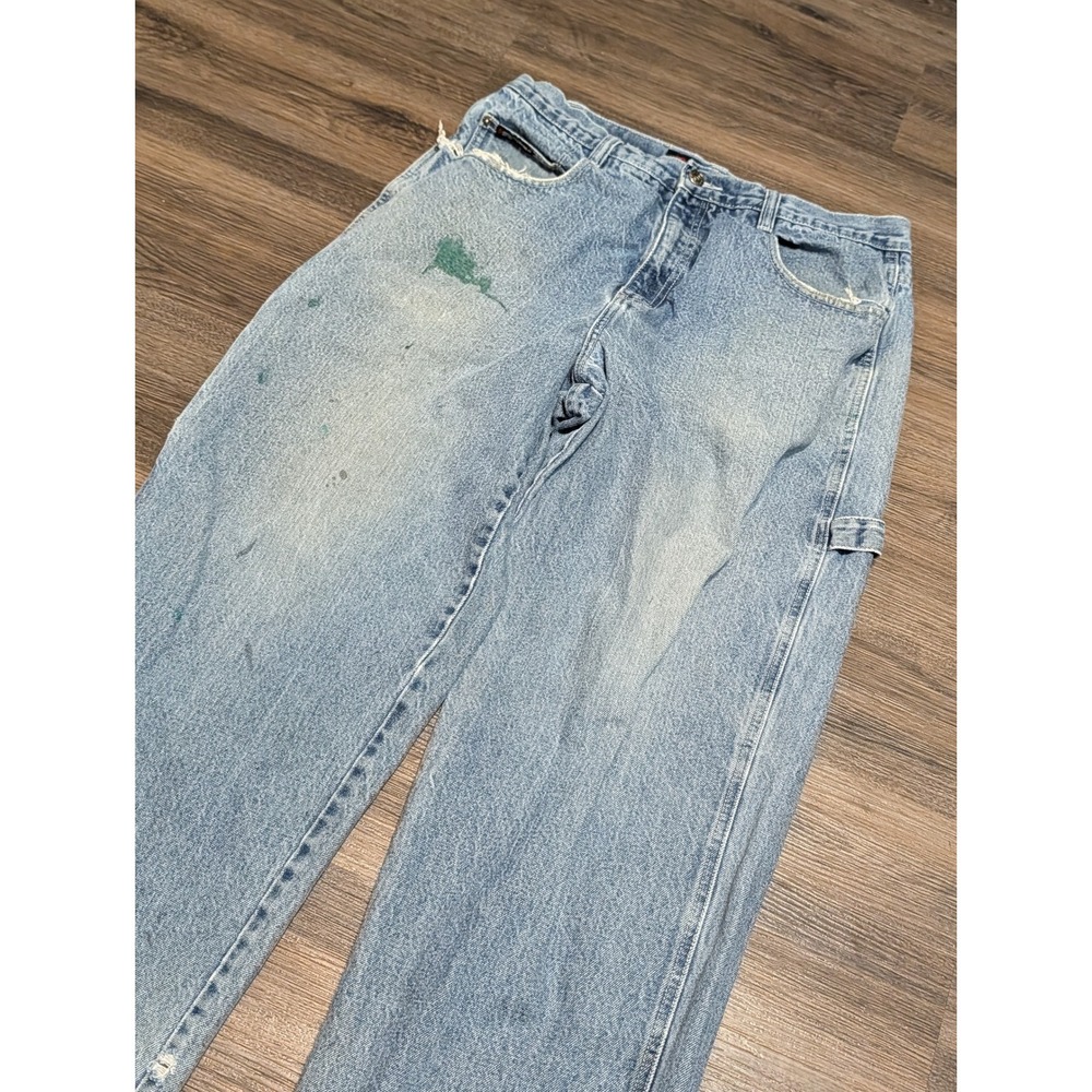 Southpole Mens Baggy Carpenter Jeans Light Wash Distressed Blue Size 36 Y2K